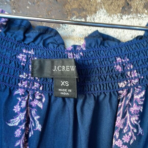 J. Crew Smocked puff-sleeve cotton poplin dress in budding branch print XS - Picture 7 of 9